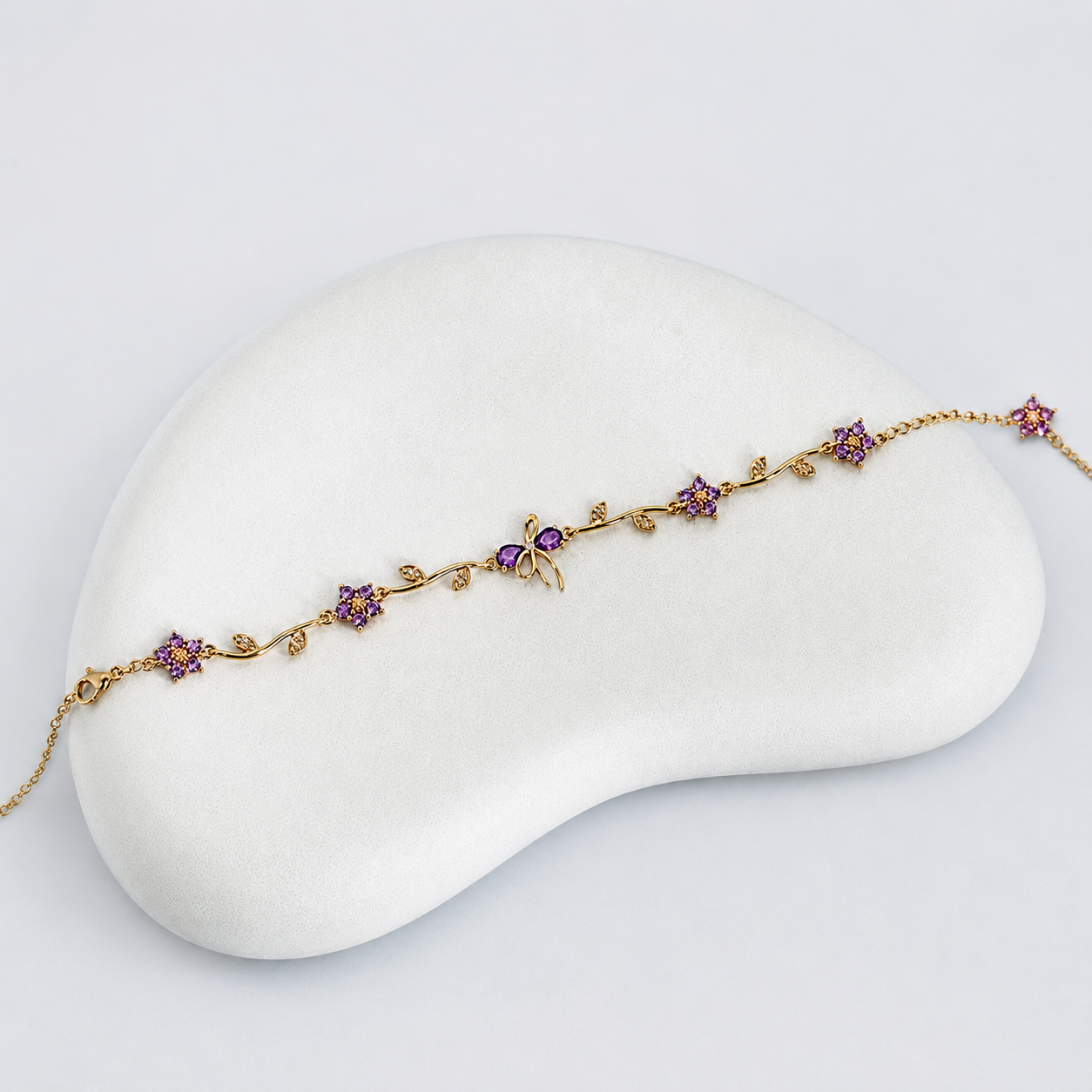Purple Bow Gold Bracelet