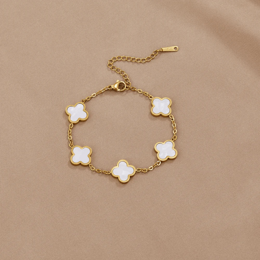 3in1 B/W Clover Gold Bracelet