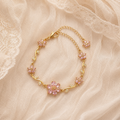 Pink Floral Gold Bracelet