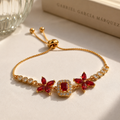 Red Flower Gold Bracelet
