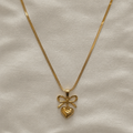 Bow And Heart Gold Necklace
