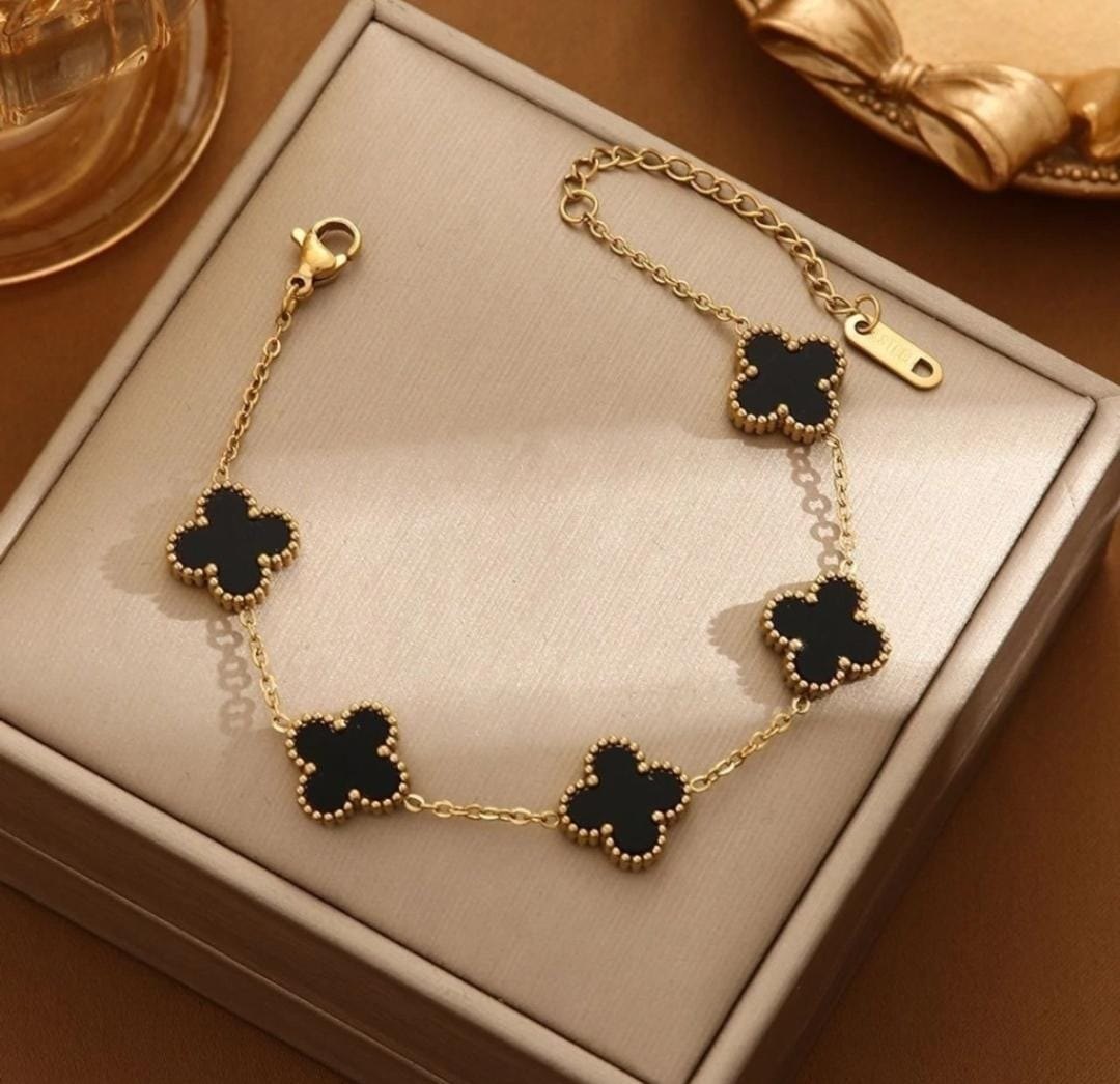 3in1 B/W Clover Gold Bracelet