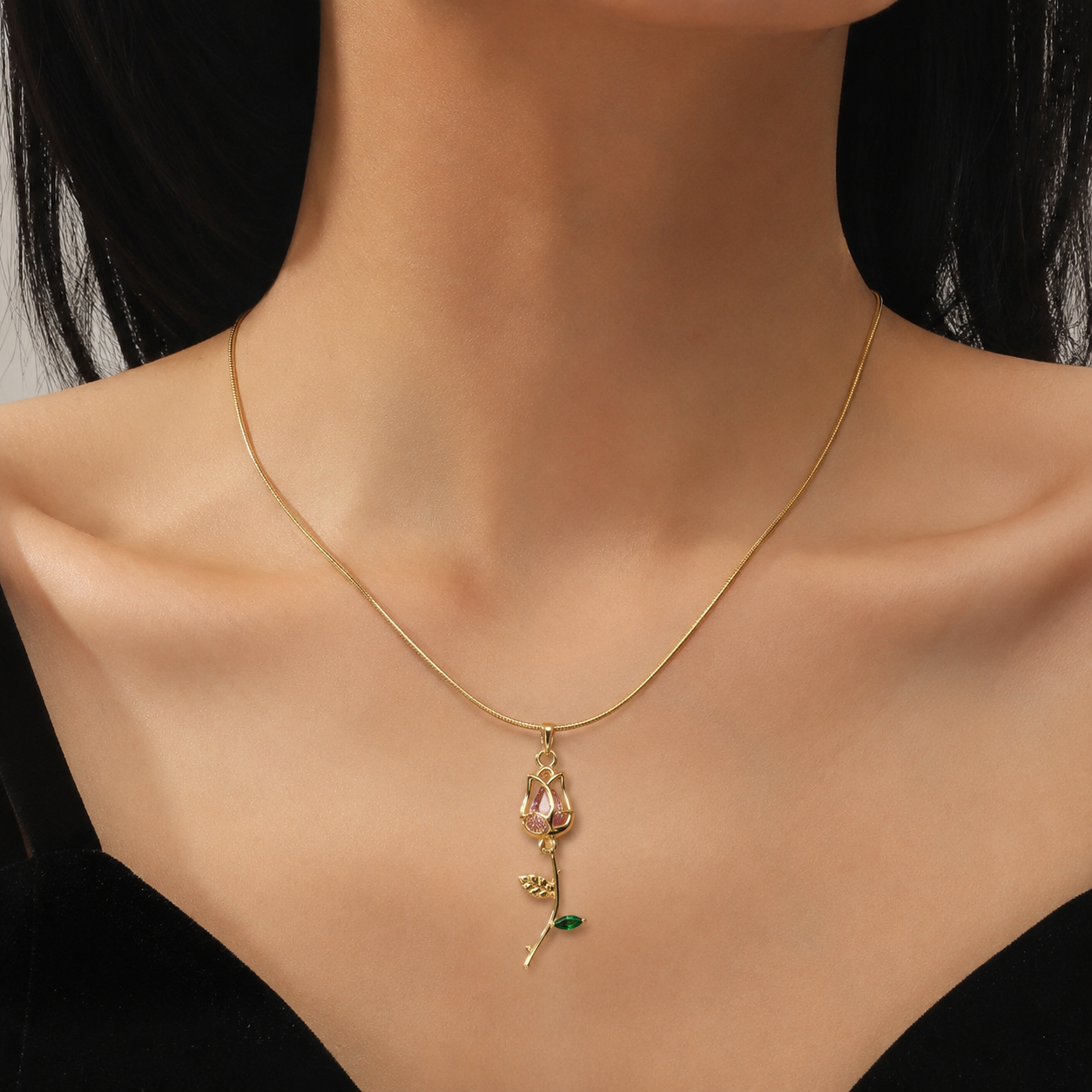Pink Tulip Necklace