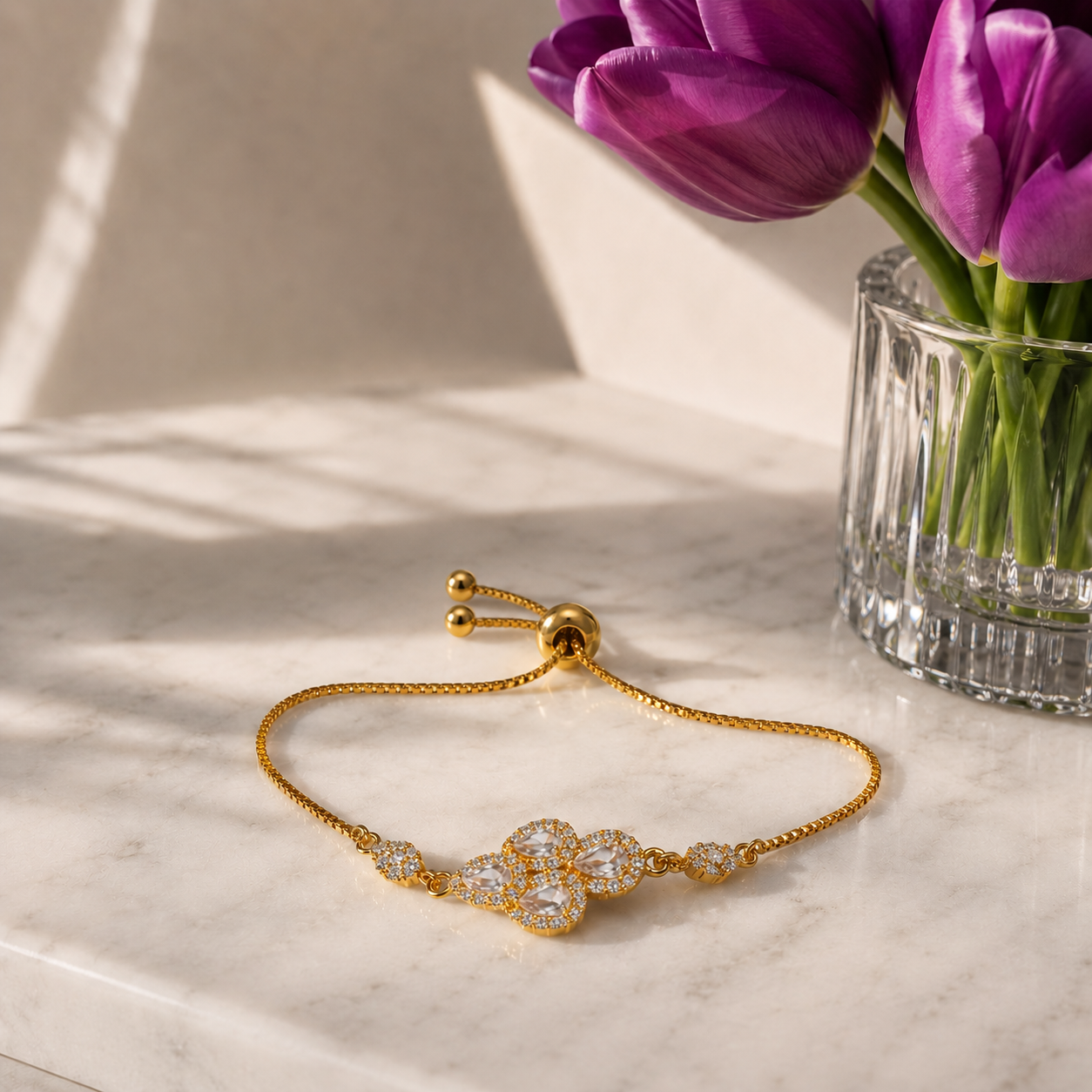 Golden White Diamonds Bracelet