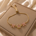 Pink Flower Gold Bracelet