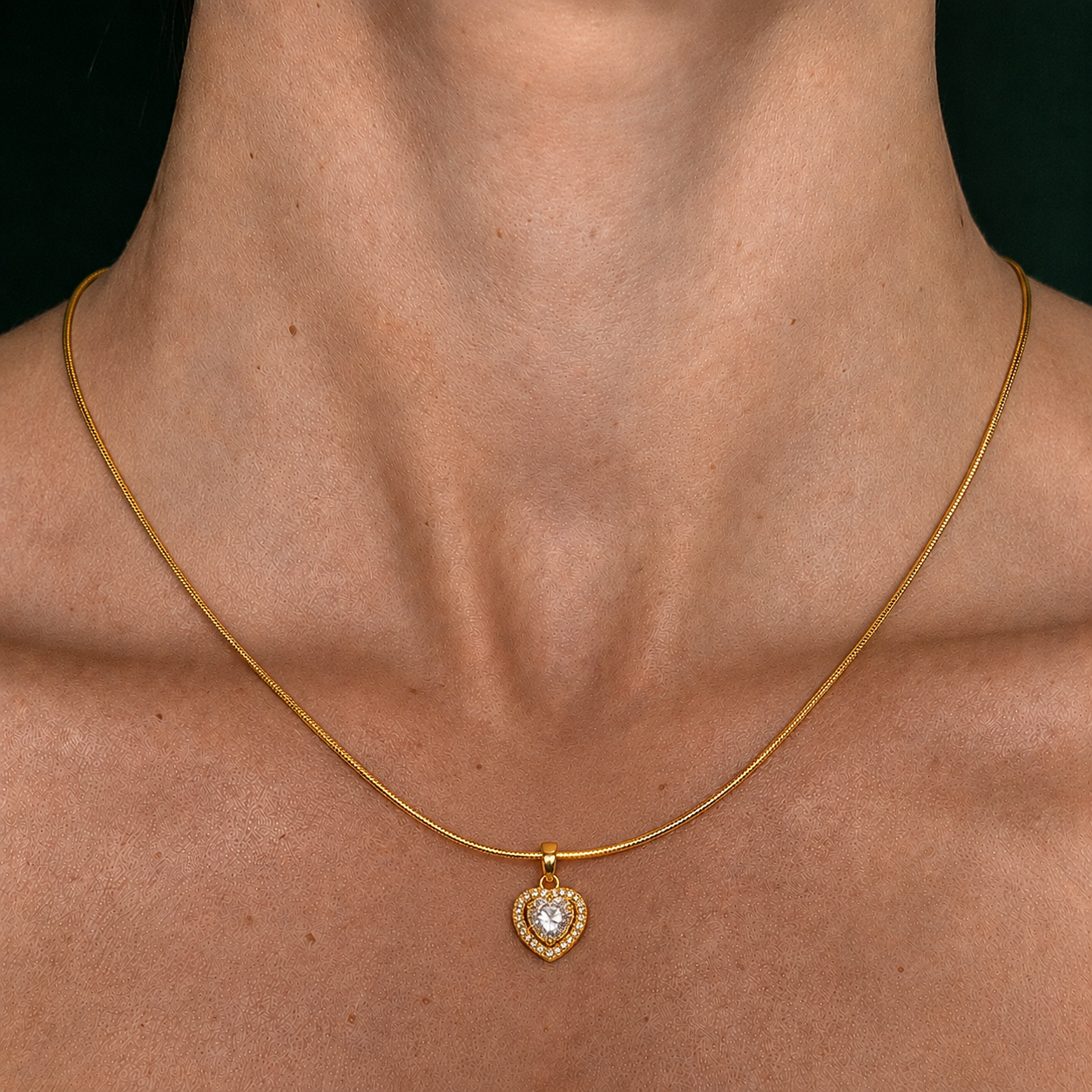 Diamond Heart Gold Necklace